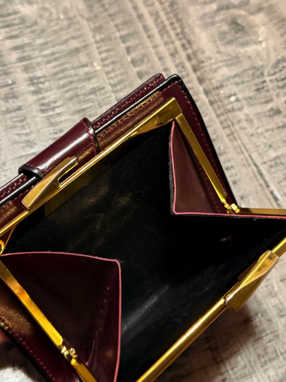 Bosca Burgundy Leather Wallet with Gold Logo - Picture 5 of 10